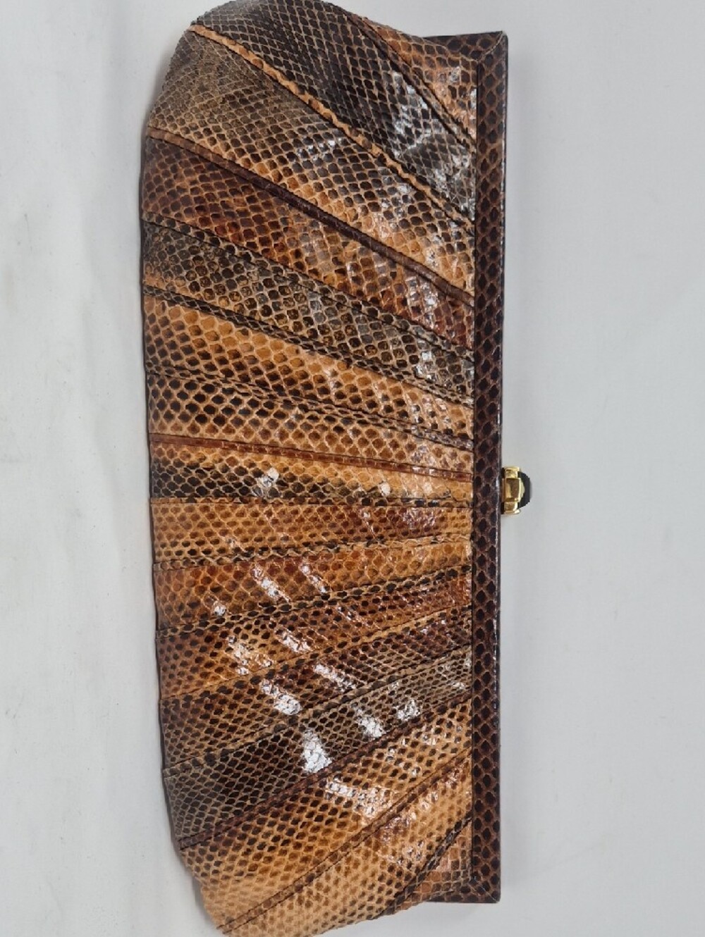 KOTUR Textured Brown Snakeskin-Pattern Clutch